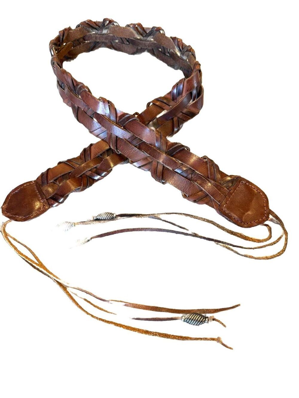 Women's Boho Brown Braided Leather Belt